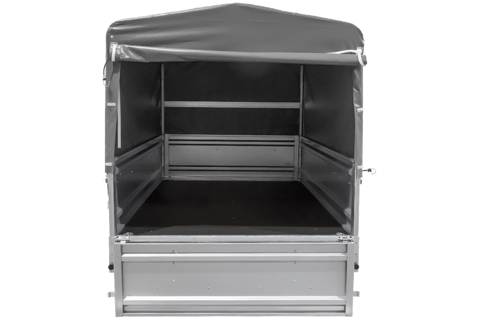 Autotrailer 264x125 UNITRAILER FORCE 264 KIPP met H-800 frame en grijze afdekking