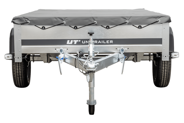 Aanhanger met een huif tot 750 kg Unitrailer GARDEN TRAILER 230 KIPP met steunwiel en grijze vlakke huif