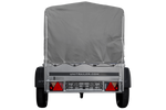 Lichte aanhangwagen met kipper 150x106 met grijs dekzeil, steunwiel en MTM 750 KG frame Garden Trailer 150 KIPP