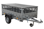 Autoaanhanger 230x125 UNITRAILER GARDEN 230 KIPP met gaaswanden en grijze afdekking