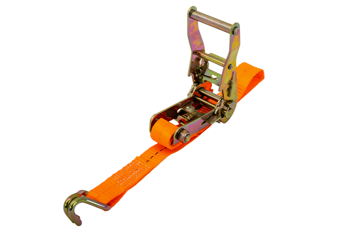 Set van vier UNITRAILER 4m/25mm/1t oranje transportbanden met spaninrichting
