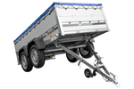 Tweeassige aanhanger met aluminium zijwanden 264x125 Unitrailer Garden 264/2 KIPP ALU met BIS-zijwanden, H-0 frame en blauwe afdekking