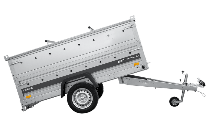 Autotransporter 230x125 UNITRAILER FORCE 230 KIPP met BIS-zijwanden en aluminium afdekking