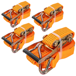 Set van vier UNITRAILER 8m/50mm/5t oranje transportbanden met spaninrichting