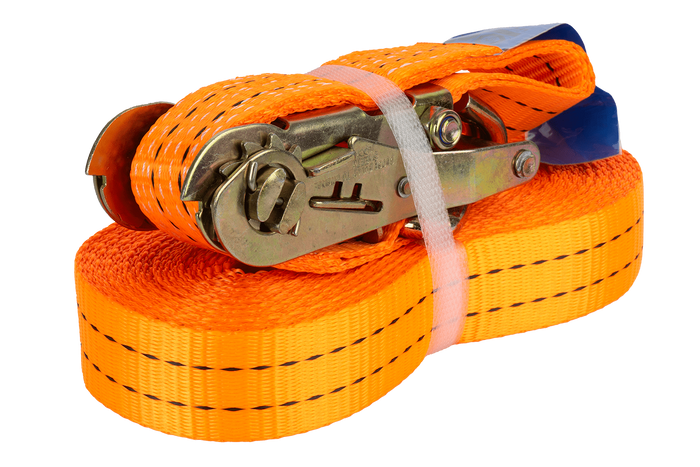 Set van vier UNITRAILER 10m/35mm/2t oranje transportbanden met spaninrichting