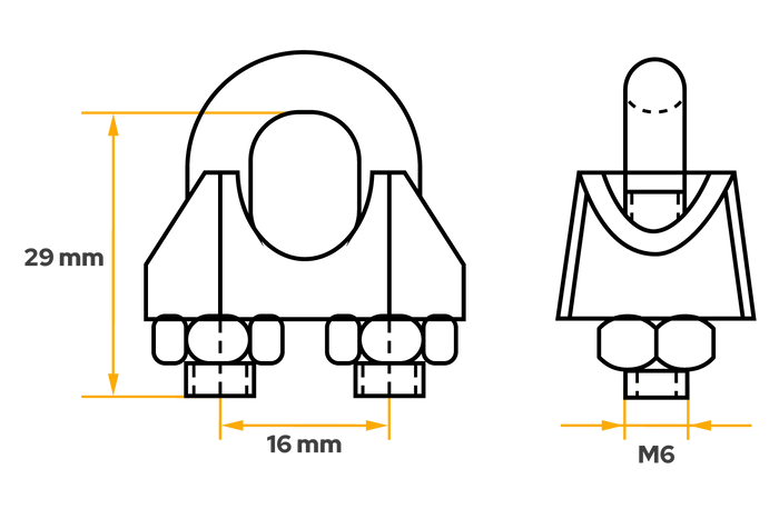 DROMET ZL.8 beugelklem voor touwen 8mm