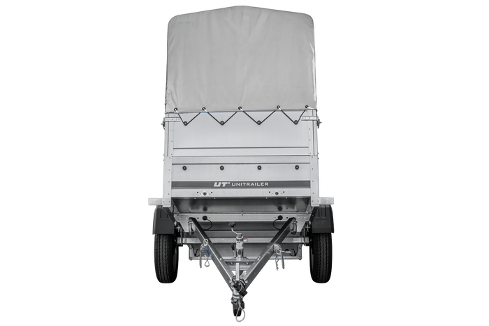 Lichte aanhanger 200x106 UNITRAILER GARDEN 200 KIPP met BIS-zijwanden, H-800 frame en grijze afdekking