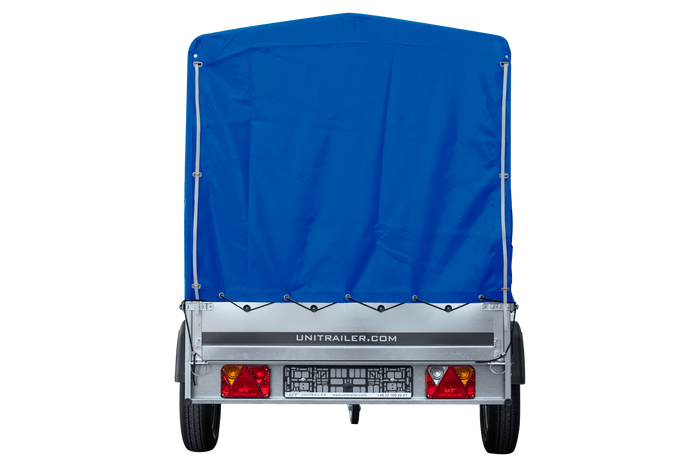 Autoaanhanger 264x125 UNITRAILER GARDEN 264 KIPP met H-1100 frame en blauwe hoes