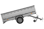 Enkelassige aanhanger met aluminium zijwanden 264x150 Unitrailer Garden 265 KIPP ALU met BIS-zijwanden, H-0 frame en grijze afdekking