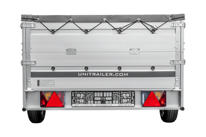 Enkelassige aanhanger met aluminium zijwanden 264x125 Unitrailer Garden 264 KIPP ALU met BIS-zijwanden, H-0 frame en grijze afdekking