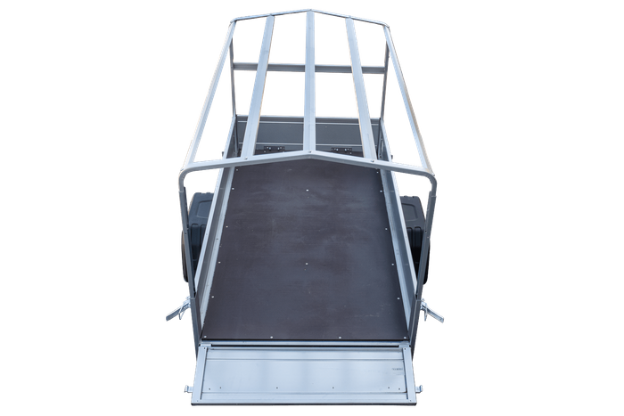 Enkelassige aanhanger 200x106 UNITRAILER GARDEN 200 KIPP met H-800 frame en blauw dekzeil