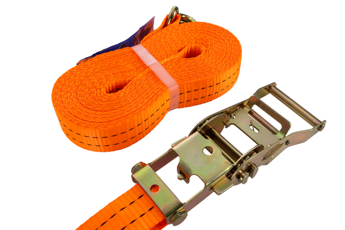 Set van vier UNITRAILER 10m/35mm/2t oranje transportbanden met spaninrichting