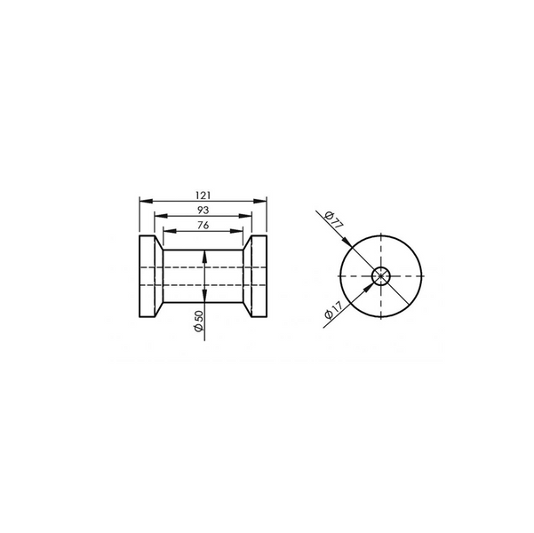 KNOTT 121mm kielrol voor boottrailer
