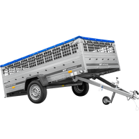 Lichte aanhanger op veren 264x150 UNITRAILER GARDEN 265/R KIPP met gaaswanden, H-0 frame en blauwe hoes