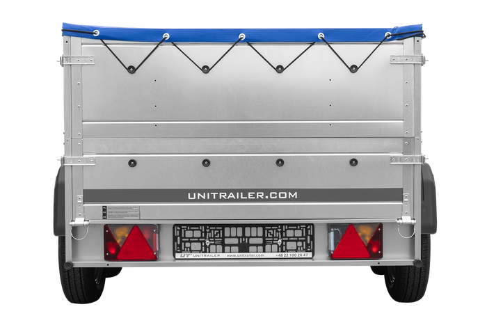 Twee-assige aanhanger 264x125 UNITRAILER GARDEN 264/2 KIPP met BIS zijwanden en blauw deksel