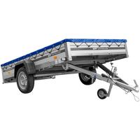 Autoaanhanger met aluminium zijwanden 264x150 Unitrailer Garden 265 KIPP ALU met H-0 frame en blauwe afdekking
