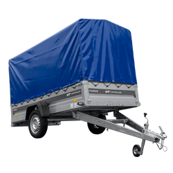 Autotrailer 264x125 UNITRAILER FORCE 264 KIPP met H-1100 frame en blauwe hoes
