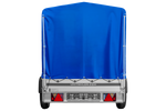 Autoaanhanger met aluminium zijwanden 230x125 Unitrailer Garden 230 KIPP ALU met H1100 frame en blauwe afdekking