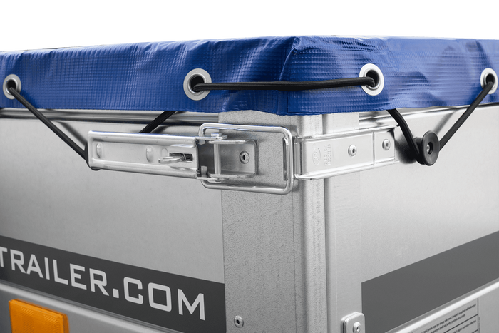 Tuinaanhanger 200 Kipp met neuswiel, H-0 frame en blauw dekzeil