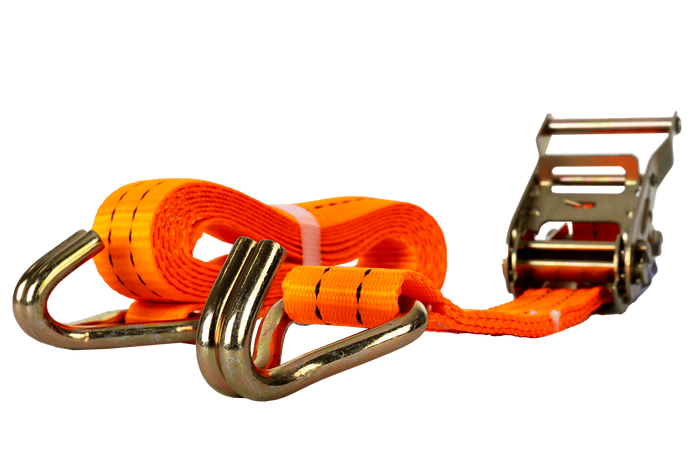 Set van vier UNITRAILER 3m/35mm/2t oranje transportbanden met spaninrichting