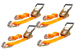 Set van vier UNITRAILER 2m/50mm/5t oranje transportbanden met spaninrichting