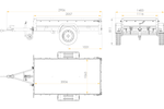 Tuinaanhanger 200 Kipp met neuswiel, BIS zijkanten, H-800 frame en blauwe hoes