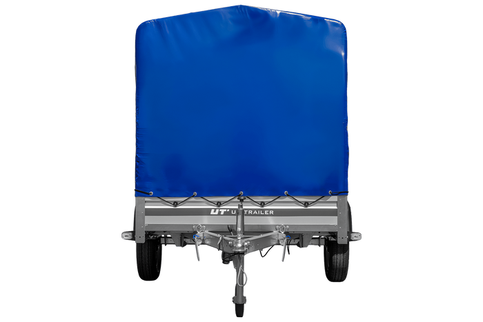 Autoaanhanger met aluminium zijwanden 264x125 Unitrailer Garden 264 KIPP ALU met H-1100 frame en blauwe afdekking