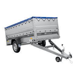 Lichte aanhanger 264x125 UNITRAILER FORCE 264 KIPP met BIS-zijwanden, H-0 frame en blauwe afdekking