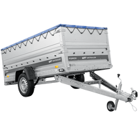 Enkelassige aanhanger op veren 264x125 UNITRAILER FORCE 264/R KIPP met BIS-zijwanden, H-0 frame en blauw dekzeil