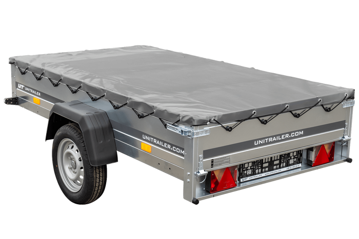 Aanhanger met een huif tot 750 kg Unitrailer GARDEN TRAILER 230 KIPP met steunwiel en grijze vlakke huif
