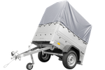 Unitrailer trailer GARDEN TRAILER 150 KIPP met steunwiel, bis zijkanten en H-800 frame met grijze kap