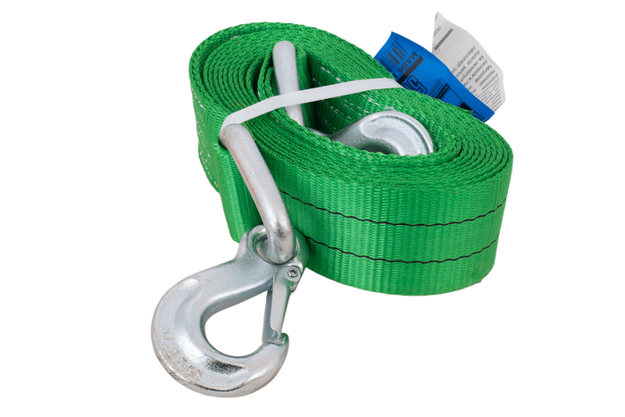 Sleepkabel met haken HILLS sleepband 5m/60mm/6t groen