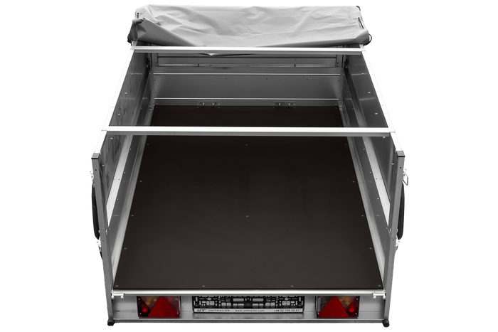 Lichte aanhanger 200x125 UNITRAILER GARDEN 201 KIPP met BIS-zijwanden, H-0 frame en grijs dekzeil