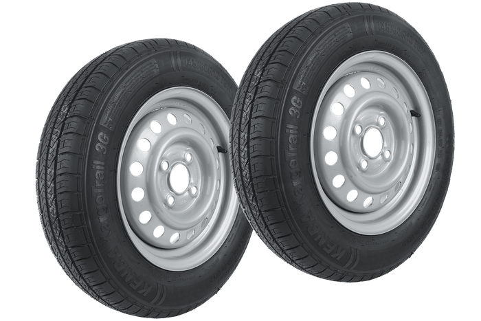 Set van twee wielen voor aanhangwagens UNITRAILER / TEMARED / ANSSEMS / EDUARD / HAMBAUR BAND KENDA 145/80 R13 78N STARCO VELGEN 4Jx13"H2 4x100 ET:30