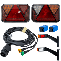Verlichtingsset: FRISTOM FT-270 LED-achterlichten + FRISTOM FT-145 LED-markeringslichten + MANTES 5,2 m 13-pins kabelboom