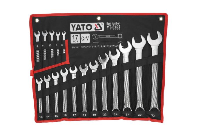 YATO YT-0363 combinatiesleutels 8-32 mm, 17 stuks.