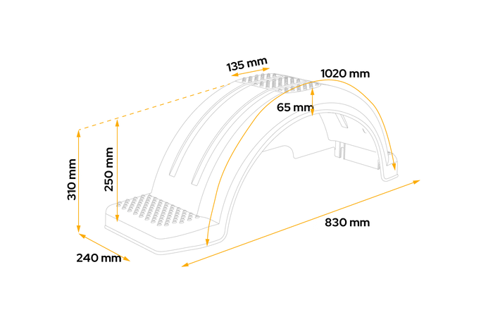 Spatbord voor boottrailer 13" DOMAR D20422D wielkast 830/240mm