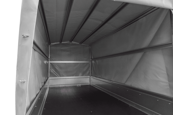 Tweeassige aanhanger 264x125 UNITRAILER GARDEN 264/2 KIPP met H-1100 frame en grijze huif