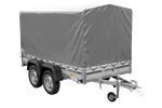 Tweeassige aanhanger met aluminium zijwanden 264x125 Unitrailer Garden 264/2 KIPP ALU met frame H-1100 en grijze afdekking