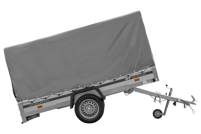 Autoaanhanger met aluminium zijwanden 264x125 Unitrailer Garden 264 KIPP ALU met H-1100 frame en grijze afdekking
