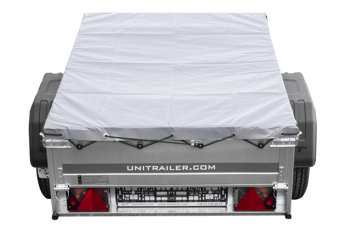 Enkelassige aanhanger 150x106 UNITRAILER GARDEN 150 KIPP met H-0 frame en grijze afdekking