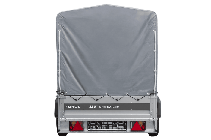 Lichte aanhanger 230x125 UNITRAILER FORCE 230 KIPP met H-1100 frame en grijze afdekking