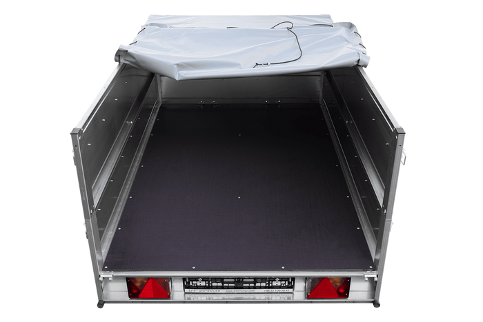 Lichte aanhangwagen op veren 200x125 UNITRAILER GARDEN 201/R KIPP met BIS zijwanden, H-0 frame en grijs zeil