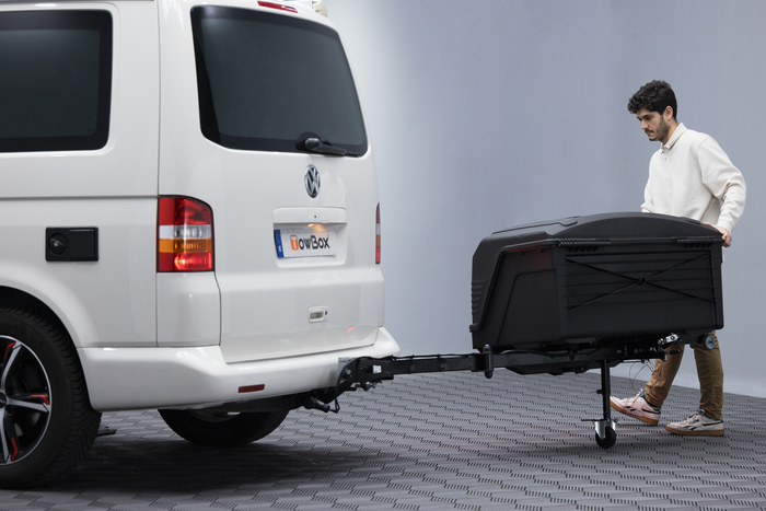 Towbox Camper Alpha zwart (kort) - bagagedrager voor montage op de trekhaak