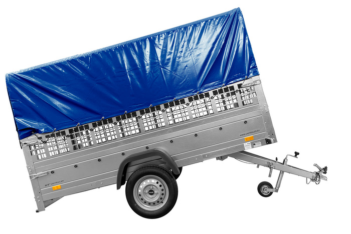Lichte aanhangwagen 264x125 UNITRAILER GARDEN 264 KIPP met gaaswanden, H-800 frame en blauwe kap