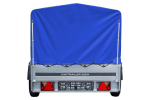 Enkelassige aanhangwagen op veren 230x125 UNITRAILER GARDEN 230/R KIPP met H-800 frame en blauw dekzeil
