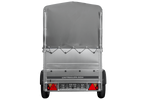 Lichte aanhanger 200x106 UNITRAILER GARDEN 200 KIPP met BIS-zijwanden, H-800 frame en grijze afdekking