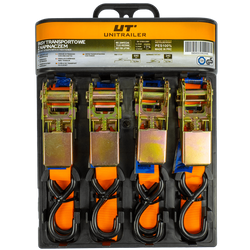 Set van vier UNITRAILER transportbanden met spaninrichting 4m/25mm/0,68t oranje