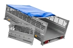 Lichte aanhanger op veren 264x150 UNITRAILER GARDEN 265/R KIPP met gaaswanden, H-0 frame en blauwe hoes