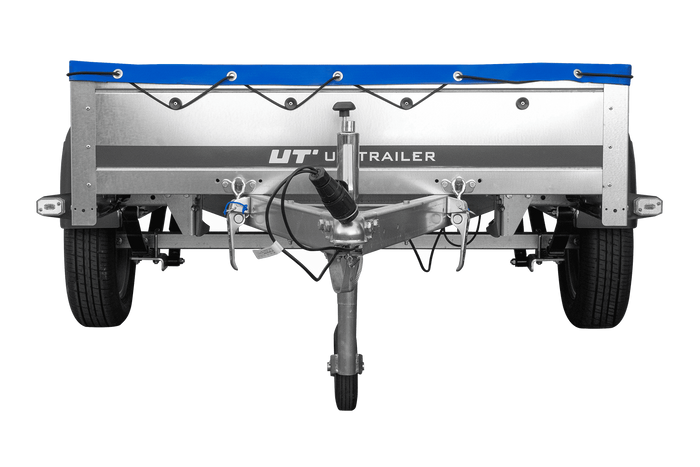 Autoaanhangwagen op veren 200x125 UNITRAILER GARDEN 201/R KIPP met H-0 frame en blauwe afdekking